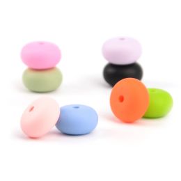 LOFCA 50pcs 14mm Mini Abacus Silicone Beads Loose Silicone Teething BPA Free Food Grade Baby Nursing Necklace Pacifier Clip