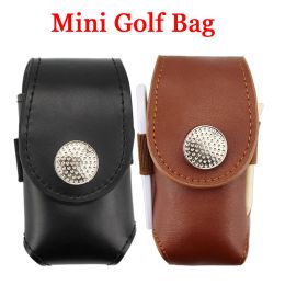Bags 1pc Golf bag Mini Portable Leather Clip On Golf Ball Holder Pouch Bag Hold 2 Ball Golfer Aid Tool Gift Black Brown 2 colours