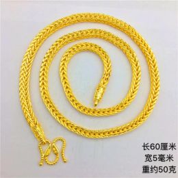 Chains Luxury Thailand Sand Gold Necklace Thick Snake Bone Yellow Gold Colour Chain Necklace for Men Wedding Engagement Jewellery Gifts