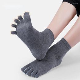 Socks Sports Socks Toe Men And Women Five Fingers Breathable Cotton Running Solid Colour Black White Grey Blue Khaki Coffee