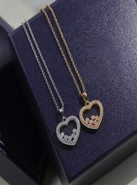 Heart New 925 Sterling Silver Jewellery For Women Luxury Brand Move Zircon Necklace Heart Design243x6020023