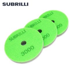 SUBRILLI 3pieces 4inch 100mm Diamond Sponge Polishing Pads Marble Artificial Stone Terrazzo Concrete Grinding Buffing Disc