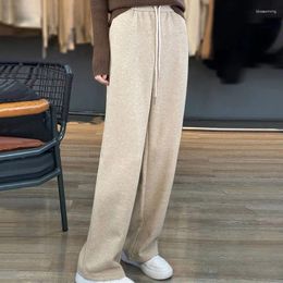 Women's Pants Leisure Floor Long With Drawstring Corduroy Thickened Straight Leg For Spring And Summer Wide