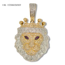 AAA GEMS Mister Jewellery Iced Out Micro Pave Mens Yellow Gold Lion Head Charms Hiphop Style Pendant