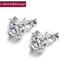 Earrings Stud Earring Women 925 Sterling Silver 18K Platinum Plating Moissanite Diamond Engagement Four Claw Bull Head Jewelry 2021 E03