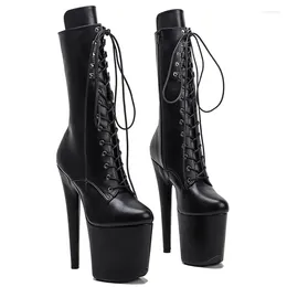 Dance Shoes 20CM/8inches PU Upper Modern Sexy Nightclub Pole High Heel Platform Women's Ankle Boots 047