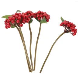 Decorative Flowers 5 Pcs Christmas Dining Table Decor Fake Berry Stems Artificial Flower Wall Soft Pvc Branches Decoration