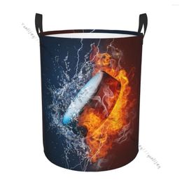 Laundry Bags Basket Storage Bag Waterproof Foldable Fire And Water Ice Hockey Puck Dirty Clothes Sundries Hamper