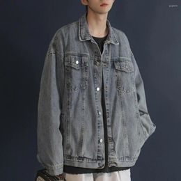 Men's Jackets Men Denim Jacket Retro Hop Style With Multi Pockets Plus Size Coat For Casual Streetwear Spring Autumn
