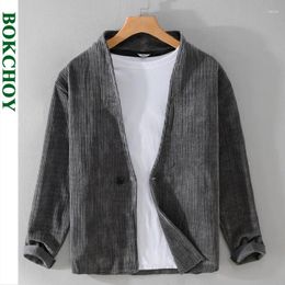 Men's Suits 2024 Spring Simple Casual Jackets For Men Clothing Loose Solid Color Big Pocket Streetwear FY626