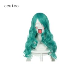 Wigs ccutoo Sailor Moon Neptune Kaiou Michiru 26" Green Curly Long Synthetic Hair Heat Resistance Cosplay Full Wigs Heat Resistance