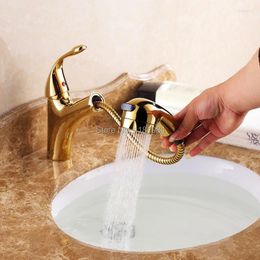 Bathroom Sink Faucets Toliet Big Spout Bathtub Basin Brass Mixer Tap 1 PC Golden Polished Faucet 8021K