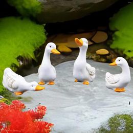 Garden Decorations 4Pcs Cute Duck Resin Statue Sculpture Craft Backyard Pond Ducks