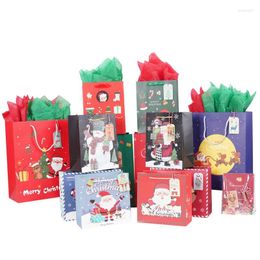Gift Wrap 12pcs Christmas Party Paper Bag With Handles Xmas Wrapping Year's Pack Set Holiday Presents(4 Large 4 Medium Small)