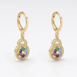 Hoop Earrings Zircon Lucky Tree Piercing Ear Pendant Earring Copper Gold Plated Buckle Hoops Wedding Romantic Jewelry Gifts