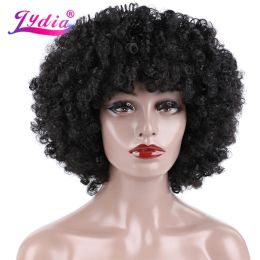 Wigs Lydia Afro Kinky Curly Short Synthetic Wigs Kanekalon Heat Resistant African American Cosplay Daily Hair Wig