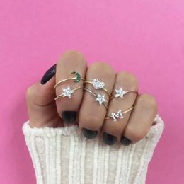 Band Rings 2024 Summer Style 26 Alphabet Initial Ring Gold Colour Women Girl Minimal Delicate Star Heart New Design Name Custom Jewellery Q240402