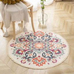 Carpets Cotton Linen Round Carpet Boho Ethnic Mandala Area Rugs Livingroom Sofa Floor Mat Computer Chair Tapis