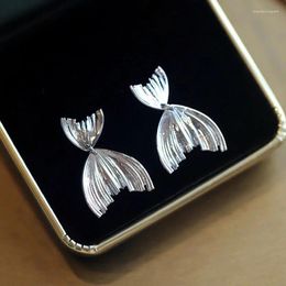 Stud Earrings Personalized Fishtail Shaped Fashionable S925 Silver Earring Exaggerated Temperament Party Jewelry KOFSAC