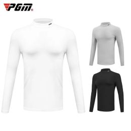 Shirts PGM Men's Golf Long Sleeved Shirts Autumn Winter Underlay Brushed Inner Lining Warm Underwear YF388