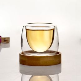 Handmade double-layer heat-resistant glass cup glass tea set High Borosilicate heat-insulated tea cup 60ml