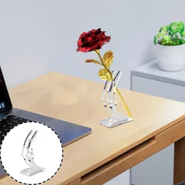 Vases Clear Artificial Flower Base Rectangular Moon Shape Acrylic Bracket Transparent Dipped Bouquet Holder