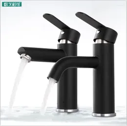 Bathroom Sink Faucets Blacken Basin Tap Single Handle Deck Mounted And Cold Black Water Mixer