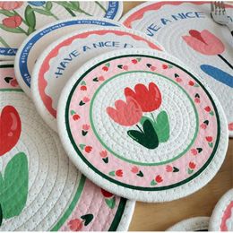 Table Mats Insulation Pad Rich And Beautiful Colours Tightly Woven Not Easily Unravelled With Coarse Cotton Rope Placemat