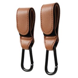 2pcs PU Leather Baby Bag Stroller Hook Pram Cart Organiser 360 Degree Rotatable Hook High-quality Crochet Stroller Accessories