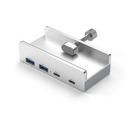 Clip type USB3.0 HUB Aluminium External Multi 4 Ports USB C SD TF Card slot Splitter Adapter for Desktop Laptop