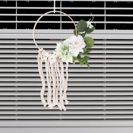 Decorative Flowers Handmade Cotton Thread Braided Artificial Garden Party Decoration Garland (6114 Light Green) Manual