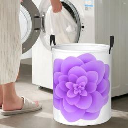 Laundry Bags Purple Flower Circular Hamper Storage Basket Waterproof Living Rooms Of Clothes