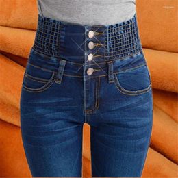 Women's Jeans Autumn And Winter 2024 Buttoned Up High Waist Stretch For Women Slim Leggings Pencil Pants Bigger Size To 40