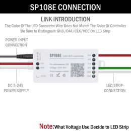 WS2812B WS2811 LED Strip Light Bluetooth/Music/WIFI Pixels Controller SP105E SP107E SP108E SP110E SP511E SP601E SP602E DC5-24V