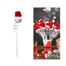 Disposable Cups Straws 1Pcs Christmas Disco Ball Straw Party Theme Mini Hat