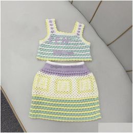 Clothing Sets Baby Clothes Girls Skirt Kids Designer Girl Dress Kid Set Knitted Suit Fasion Summer Short Fend Ice Cream Colour Scheme Dhja2