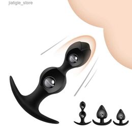 Other Health Beauty Items Silicone vaginal anal dilator with back courtyard pull bead buttocks plug with metal ball suitable for male and female homosexual s adult to