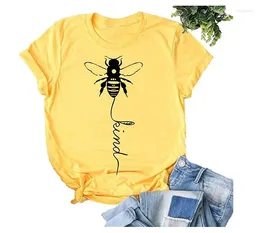 Women's T Shirts Bee Kind Harajuku Grunge T-Shirt Stylish Short Sleeve Be Slogan Aesthetic Tee Summer Bees Graphic Trendy Outfits