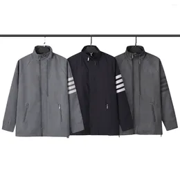 Men's Jackets Jacket Upright Collar Cotton-wool Striped Long-sleeved Coat Windproof Leisure Korean Design