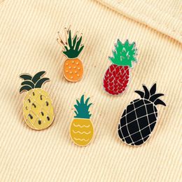 Brooches 5 Style Cute Pineapple Enamel Pins Kids Backpack Decoration Badges Women Fruits Party Casual Brooch Gifts For Friend