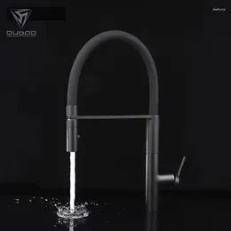 Kitchen Faucets Luxury Brass Faucet Deck Mounted Silicone Flexible Pull Out Matte Black Mixer Modern Design One Hole