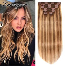 Extensions 7Pcs Clip In Human Hair Extensions European Straight 100% Remy Hair Extensions With Clips 120 Grammes Clip In Hairpiece For Women