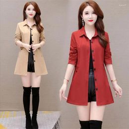 Women's Trench Coats Thin Coat Big Size 5XL Mid-length Single-Breasted Casual Spring Autumn Jacket Female Windbreeaker 2024