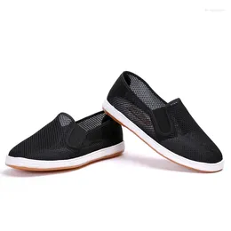 Casual Shoes Handmade Layers Sole Cloth Wear-resistant Non Slip Men's Mesh Hollow Sandals Breathable Classic Fabric Summer