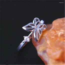 Cluster Rings Personality Creativity Hollow Out Butterfly Women Ring 2024 Fashion Silver Plated Zircon Charm Cocktail Jewellery