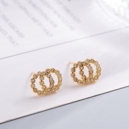 Designer Earring Fashion Women Earring Luxury Stud Classic Letter Pear Diamonds Couple Love Stainless Steel Silver Colour