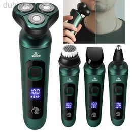 Electric Shavers Smart Shaver LCD Digital Display Three-head Floating Razor USB Rechargeable Washing Multi-function Wet Dry Beard Knife 2442