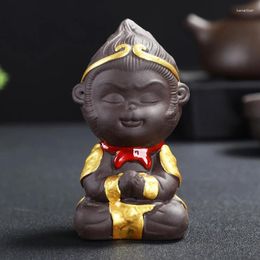Decorative Figurines Ceramics Monkey King Figurine Sun Wukong Statue Aquarium Decor Buddhist Mini Decorates