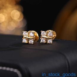 High Edition Original 1to1 Brand Logo Womens Earring Tiffancy High Version S925 Silver Thickened True Gold Electroplated Light Luxury Cross Zircon Earring