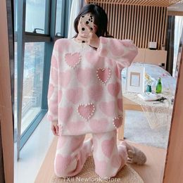 Home Clothing Look Sweet Girl's Pearl Love Celebrity Pyjamas Women's Autumn And Winter Soft Thickened Knitted Clothes